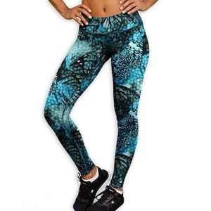 Champion Performance Power Flex Blue Butterfly Print Leggings M